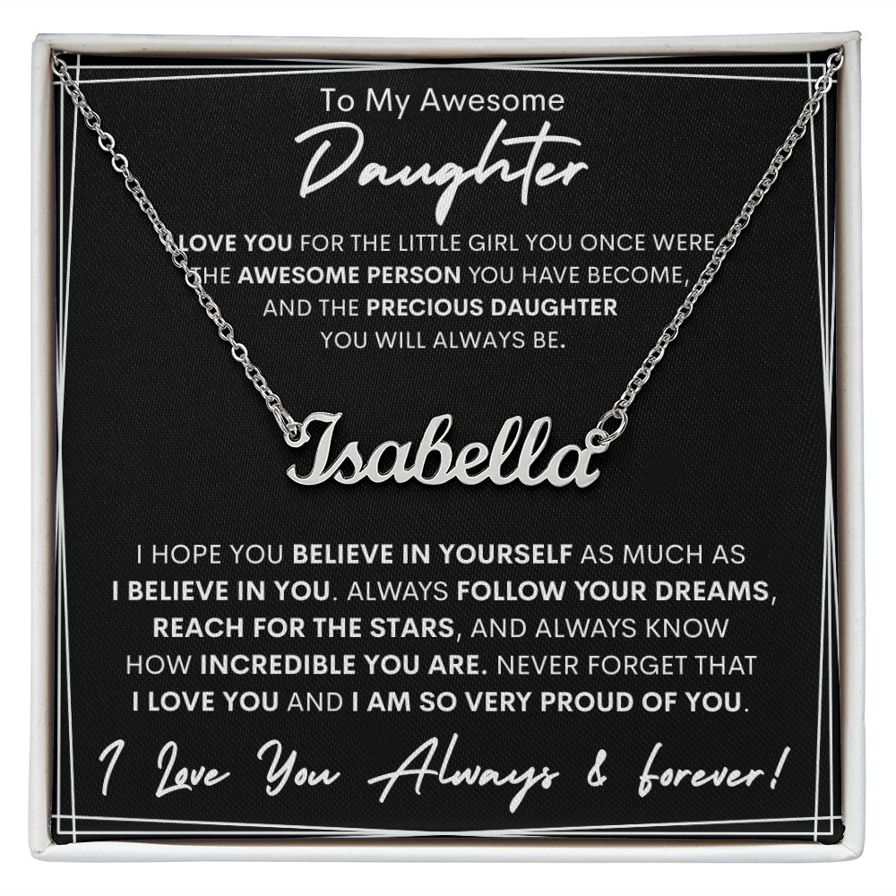 Daughter, Believe In Yourself, Name Necklace, Holiday