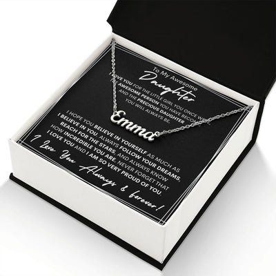 Daughter, Believe In Yourself, Name Necklace, Holiday