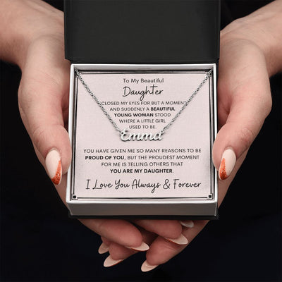 Daughter, Beautiful Young Woman, Name Necklace, Holiday