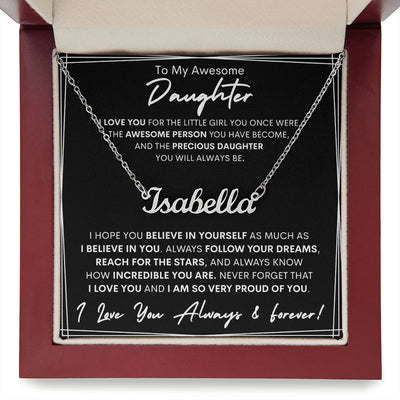 Daughter, Believe In Yourself, Name Necklace, Holiday