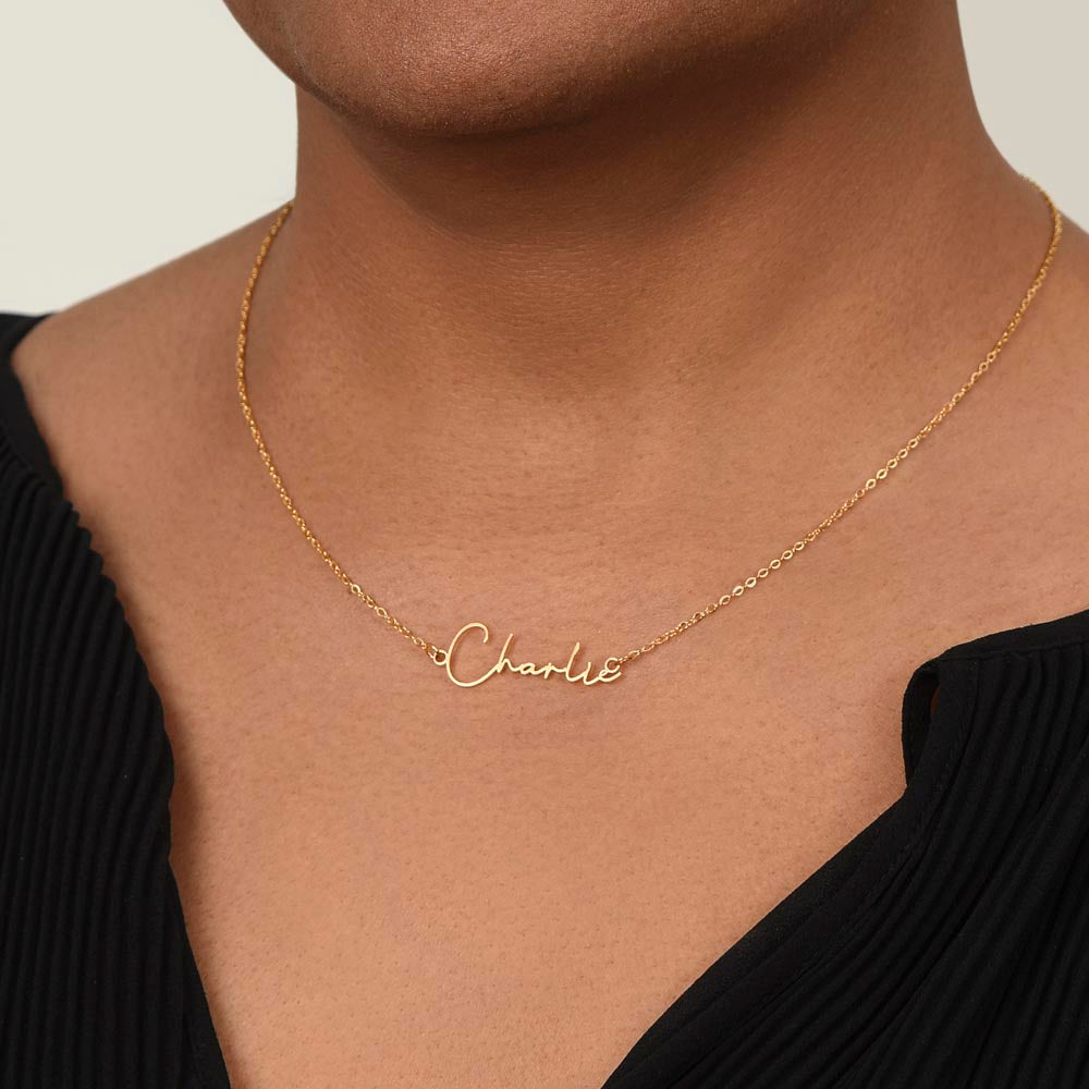 Granddaughter, Signature Name Necklace, Birthday, Swt16, Bat Mitzvah, Graduation, Easter, Communion, Confirmation, Holiday