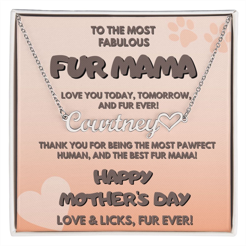 Fur Mama, Heart Name Necklace