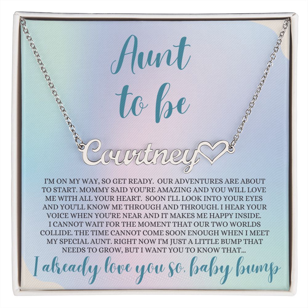 Aunt Gift, Hear Name Necklace