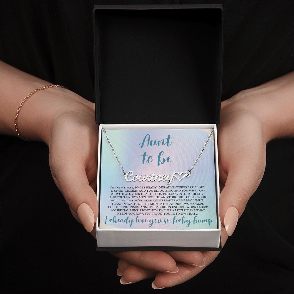 Aunt Gift, Hear Name Necklace