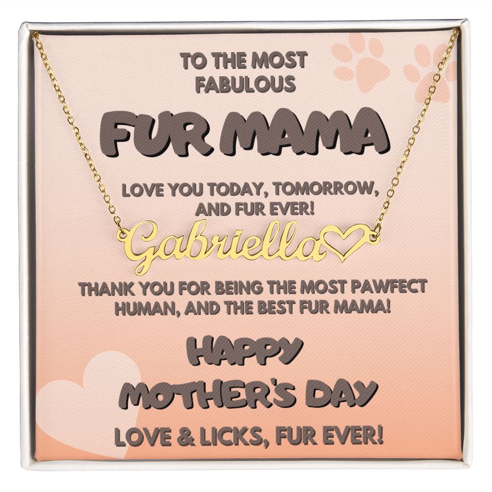 Fur Mama, Heart Name Necklace
