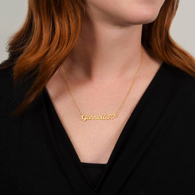 Granddaughter Gift, Heart Name Necklace