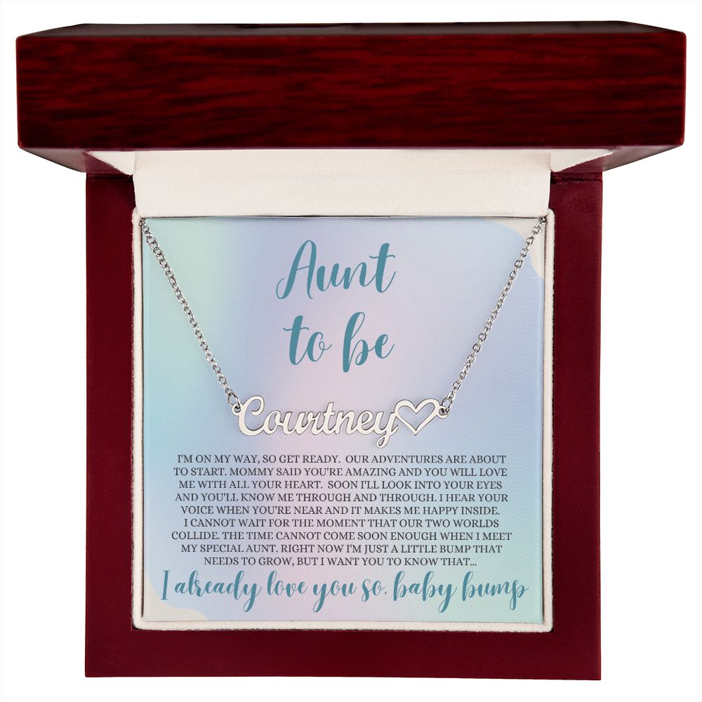 Aunt Gift, Hear Name Necklace