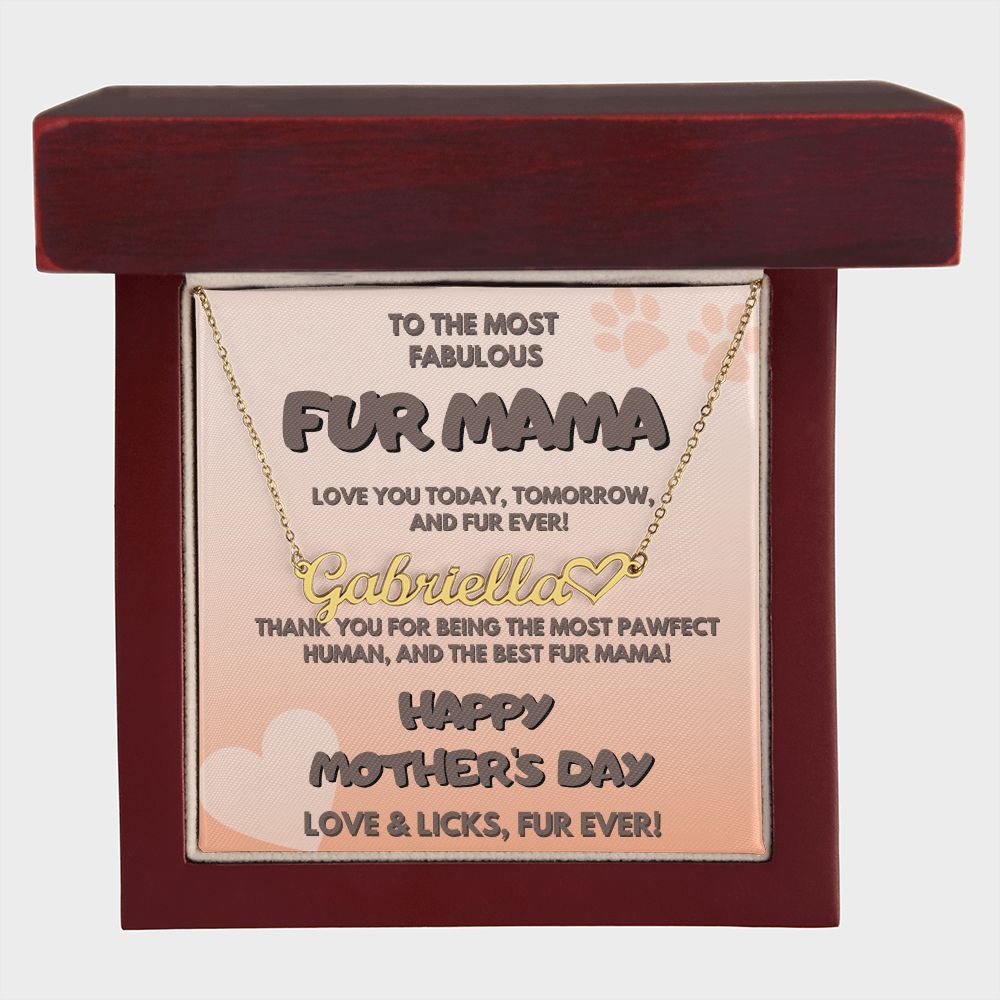 Fur Mama, Heart Name Necklace