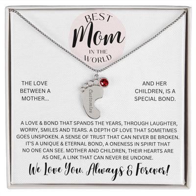 Mom Gift, Engraved Baby Feet Necklace