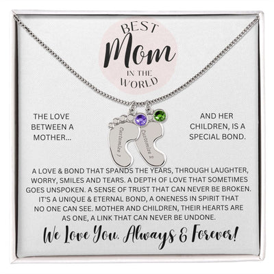 Mom Gift, Engraved Baby Feet Necklace