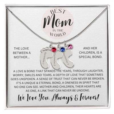 Mom Gift, Engraved Baby Feet Necklace