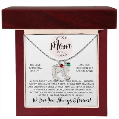 Mom Gift, Engraved Baby Feet Necklace