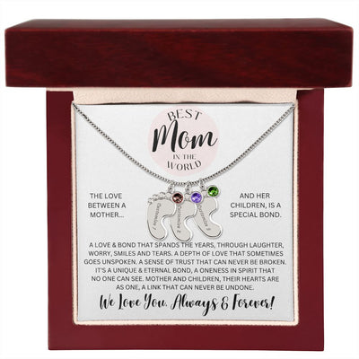 Mom Gift, Engraved Baby Feet Necklace