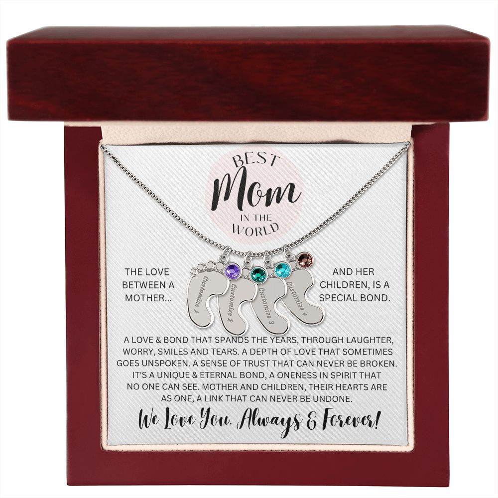 Mom Gift, Engraved Baby Feet Necklace