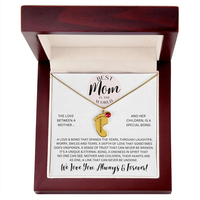 Mom Gift, Engraved Baby Feet Necklace