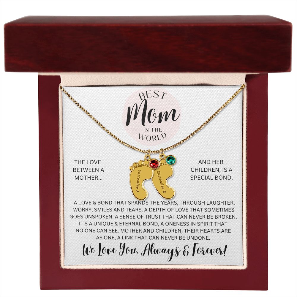 Mom Gift, Engraved Baby Feet Necklace