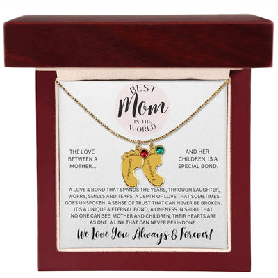 Mom Gift, Engraved Baby Feet Necklace