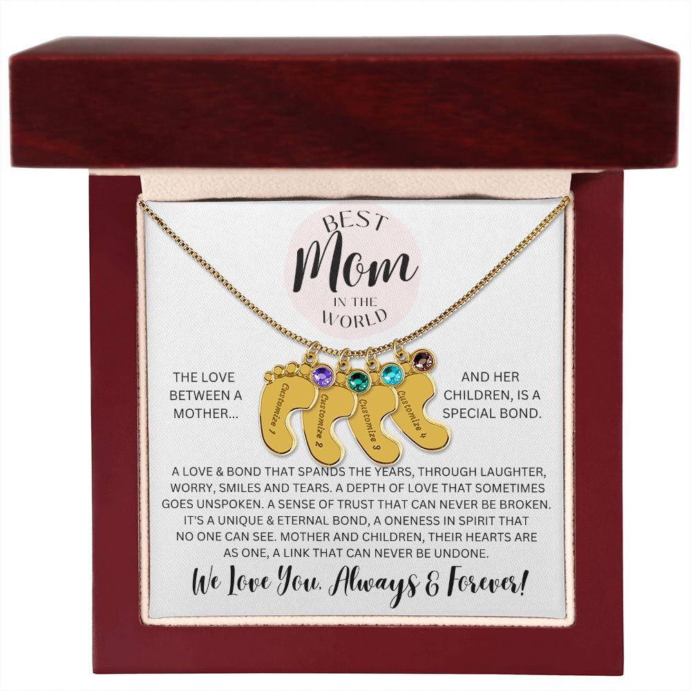 Mom Gift, Engraved Baby Feet Necklace